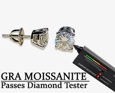 Real Genuine Moissanite 2Ct 925 Sterling Silver Dainty Screw Back Stud Earrings