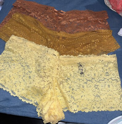 3 BLACK FUCHSIA by SECRET LACE LLC Plus Size 3X SHEER LACE  PANTiES Yellow Brown