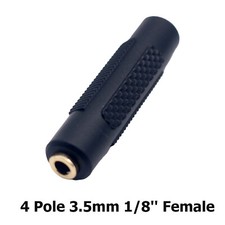3.5mm 1/8" 4 Pole F/F Aux TRRS Stereo Audio Headphone Earphone Adapter Connector