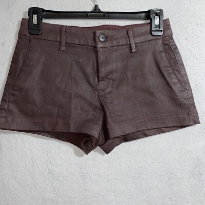 KORAL Women's Brown  Mid Rise Daisy Stretchy 4 Pockets Shorts Sz Small