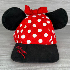 Disney Parks Minnie Mouse Polka Dot Hat w/ Ears Bowtie Strap Damaged