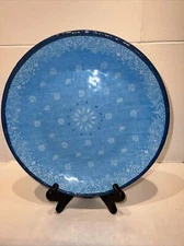 Tommy Hilfiger Melamine Dinner Salad Serving  Plates Denim Bandana Paisley Blue