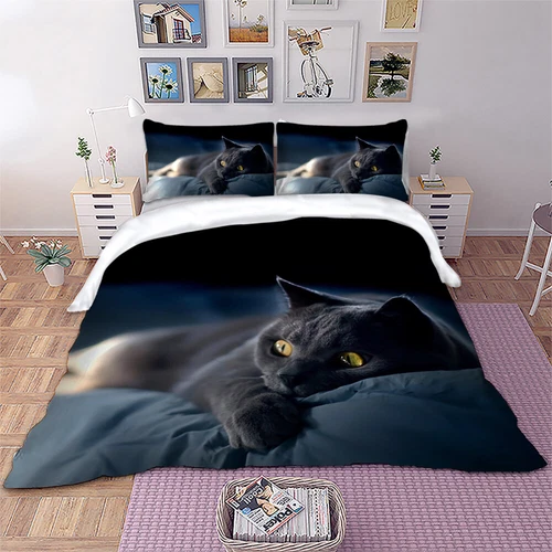 Cat Animals Quilt Duvet Cover Pillowcases Bedding Set Single Double King Size UK - Picture 17 of 64