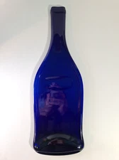 Blue Glass Wine Bottle Flat Charcuterie/Cheese/Snack Board Spoon Rest Home Decor