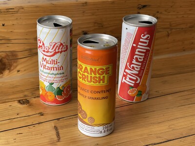 3x 80er Slim Dosen Vitamindrink W-W-Germany/England/Portugal Dose geöffnet LEER!
