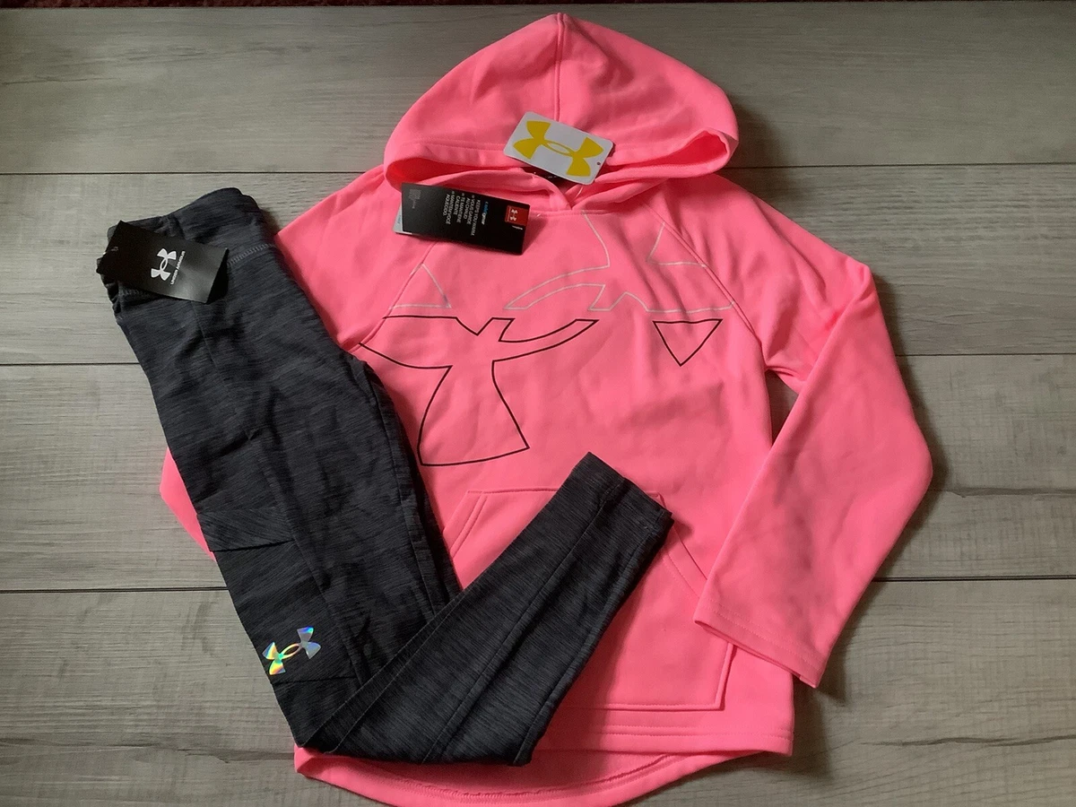 Girls Under Armour cold gear pink hoodie & cargo leggings size YSM ( NWT)