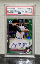 2022 1st Bowman Chrome Gavin Stone Green Atomic Auto /99 Rookie Dodgers PSA 9