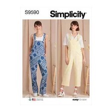 Simplicity Misses Overalls Dungarees Pattern Sewing Pattern S9590A (XS-S-M-L-XL)