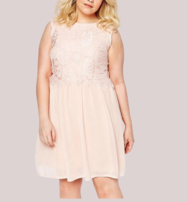 Club L Plus Dress With Eyelash Lace Top Pale Pink UK 22 LN004 KK 03 | eBay