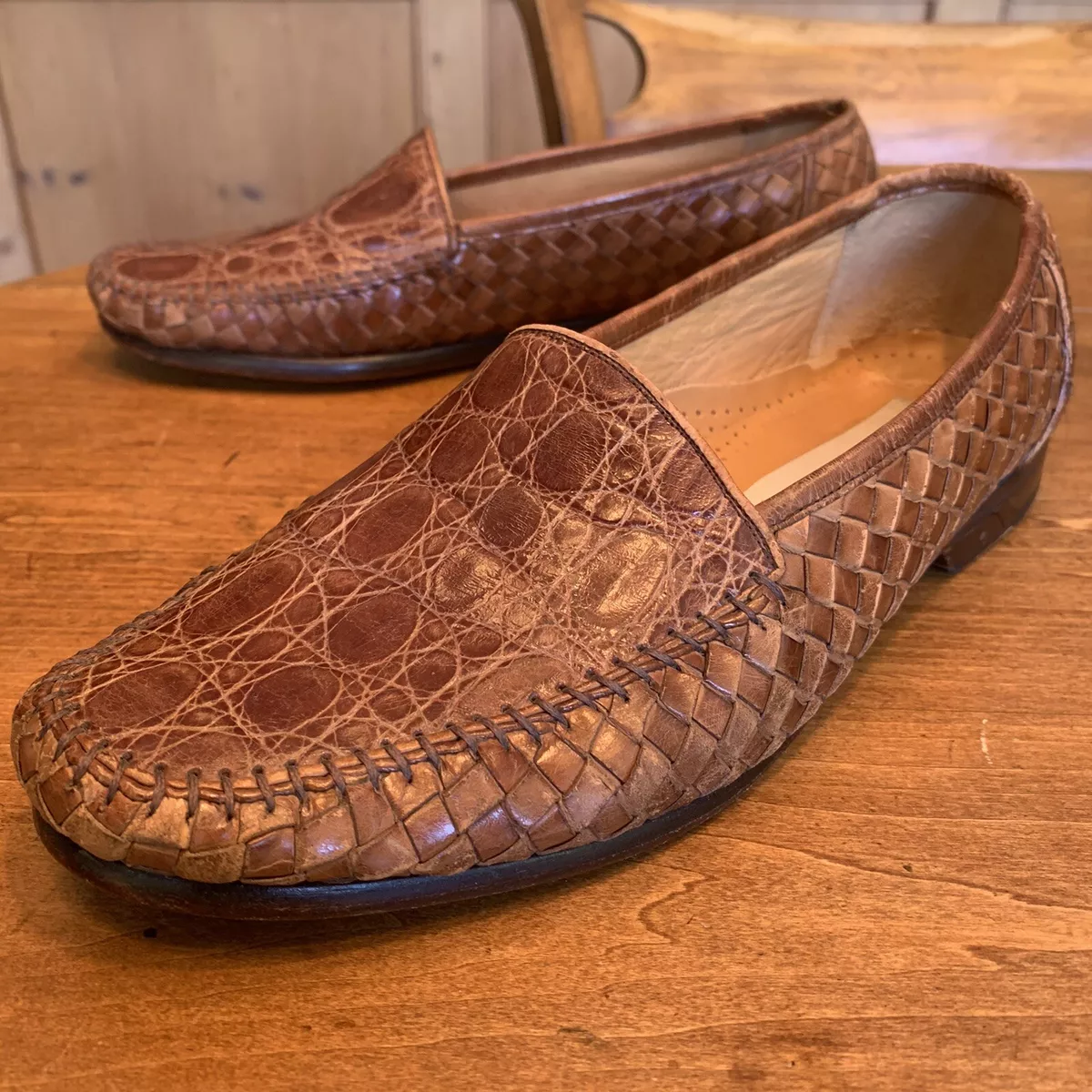 Mens tan deals weave loafers