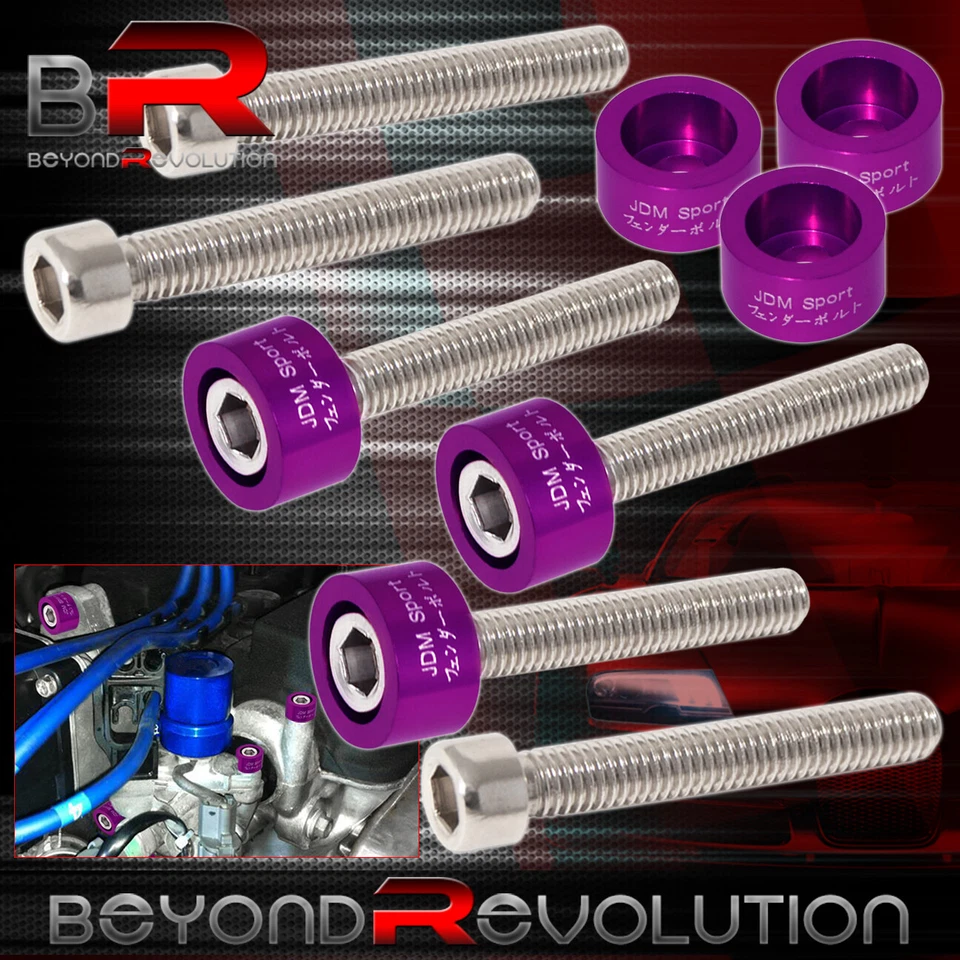 适用于本田 K 系列杯头凸轮帽 M6 挡泥板阀垫圈螺栓紫色 — 第 3/4 张图片