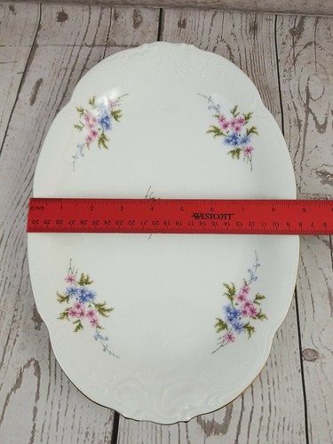 Wawel China Rose Garden Piatto Orlo Oro Made in Poland Vintage Ovale 13X9 - Foto 9 di 12
