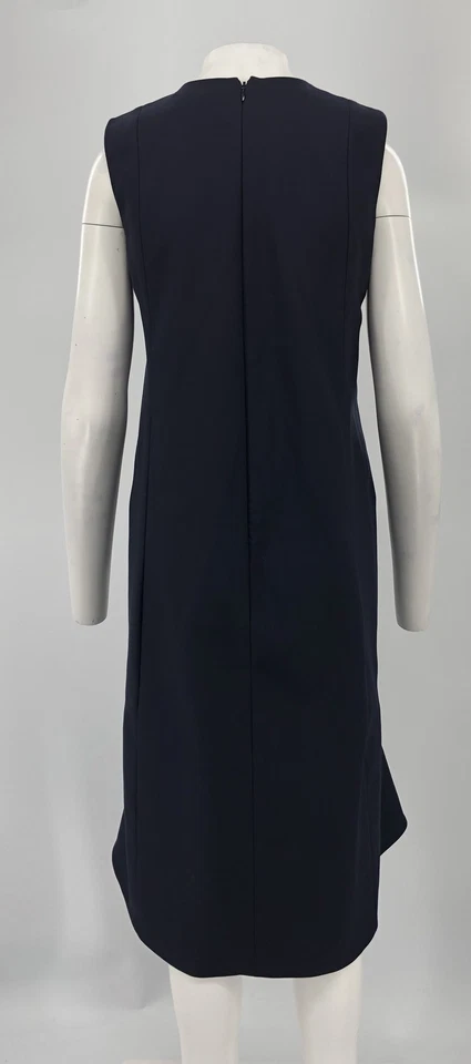 Vestido midi Balenciaga Paris 2016 mezcla de algodón azul marino sin mangas dobladillo peplum talla 36  Foto 3 de 4