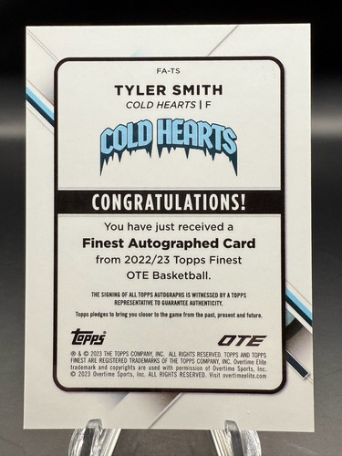 2022-23 Topps Finest OTE - Tyler Smith /50 Gold Refractor Auto #FA-TS - Bild 7 von 8
