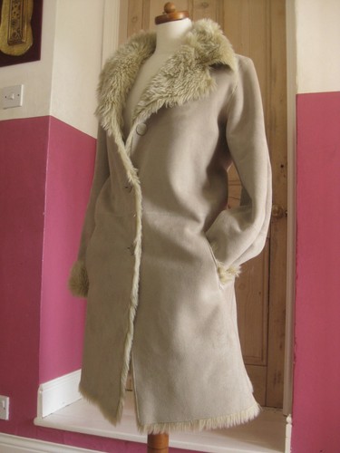 LONG FAUX FUR COAT 12 14 teddy medium warm winter penny lane WALLIS collar cuffs - Picture 12 of 13