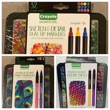 NEW CRAYOLA SIGNATURE Markers - Sketch & Detail - Pearlescent Paint Cream Sticks