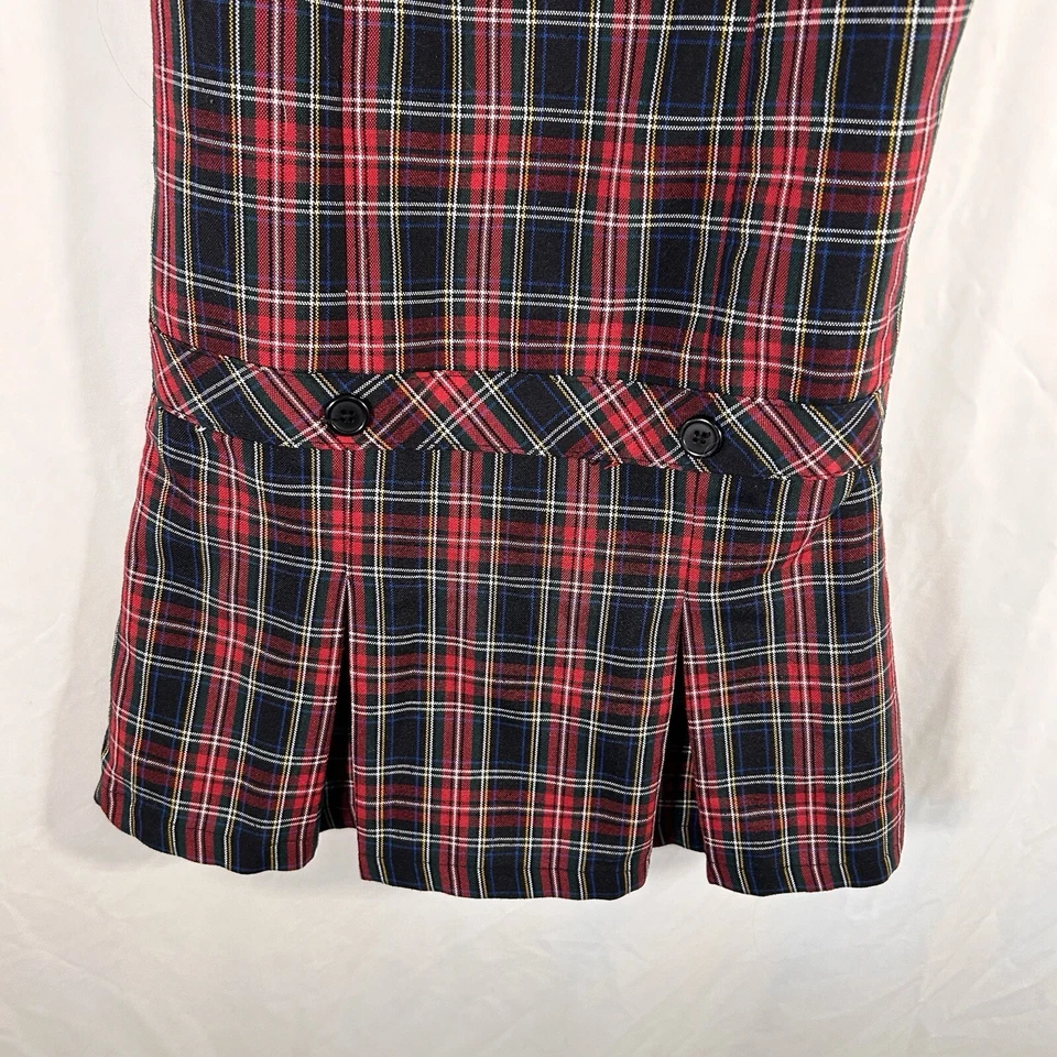 Vestido Tommy Hilfiger Niñas 8 Rojo Azul Cuadros Cremallera Trasera Sin Mangas Cuello Redondo Foto 3 de 4