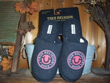 TRUE RELIGION MENS SLIPPERS SHOES SIZE MEDIUM HOUSE SHOE SOFT COZY SLIP ON NEW