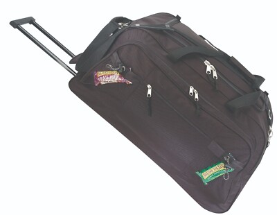 28'' Deluxe Rolling Travel Duffel Bag Black Wheeled Luggage Multi-Pocket Suitcase