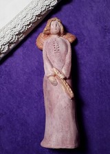 Wunderschöne Figur"Engel"Ton Handarbeit Rosa 30cm Rustikale Massive Ausführung