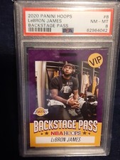 2020 Panini Hoops Lebron James VIP Backstage Pass PSA 8