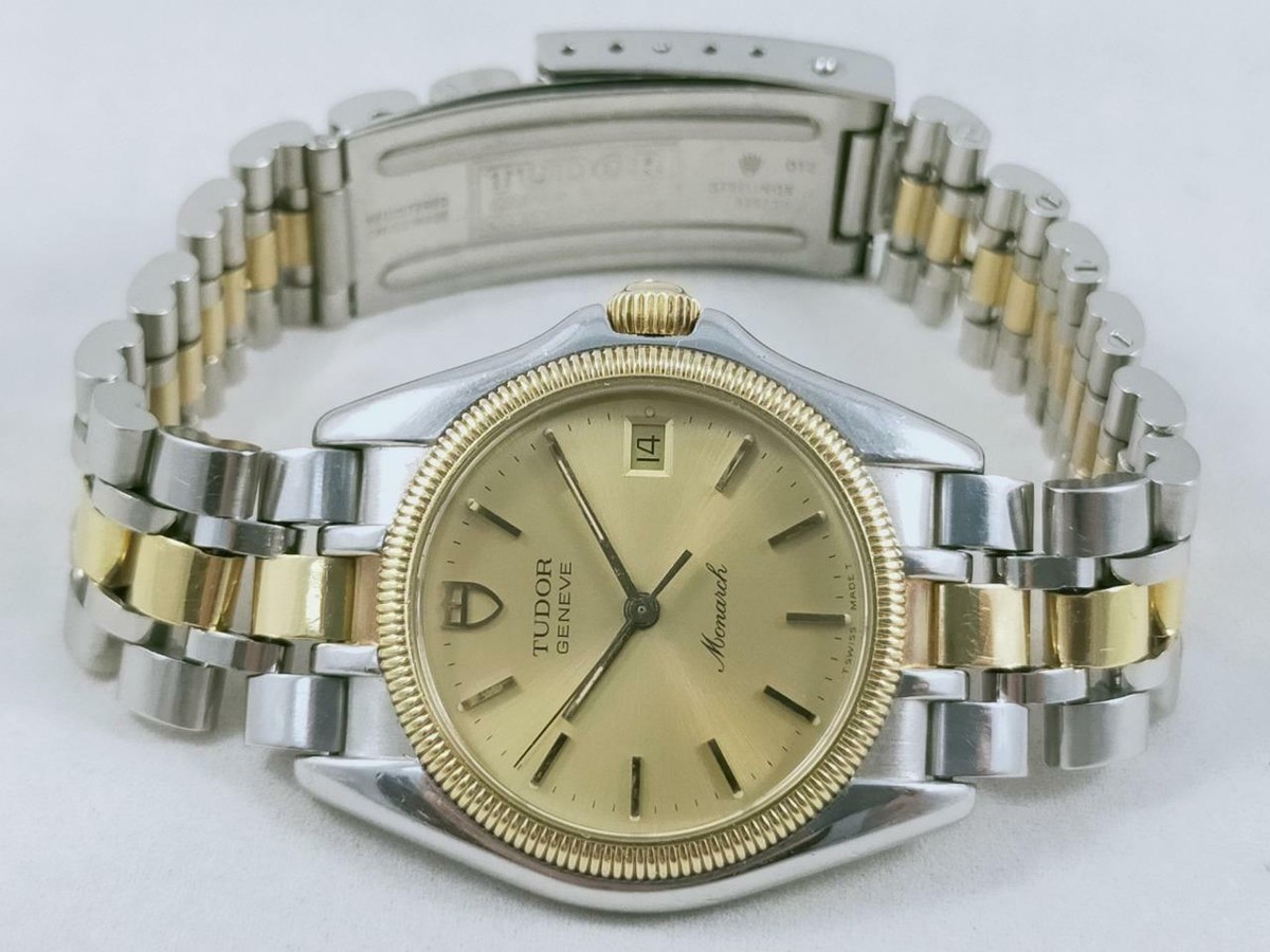 Authentic Tudor Monarch Geneve 15733 18K/SS Quartz Date Men's