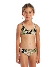 Volcom L33949 Girls Green Tropical Bikini Swim Set Size 14