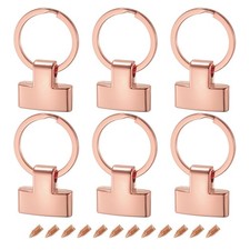 6Pcs 22mm Key Fob with Keychain Ring Purse Bag 25mm Rose Golden