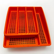 Vintage MCM Retro Nesting Orange Deka Plastics Utensil Drawer Organizer Set