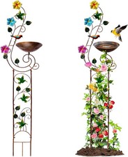 Metal Bird Bath with Trellis for Outside, 57  Height Birdbaths  Supports, Sm...