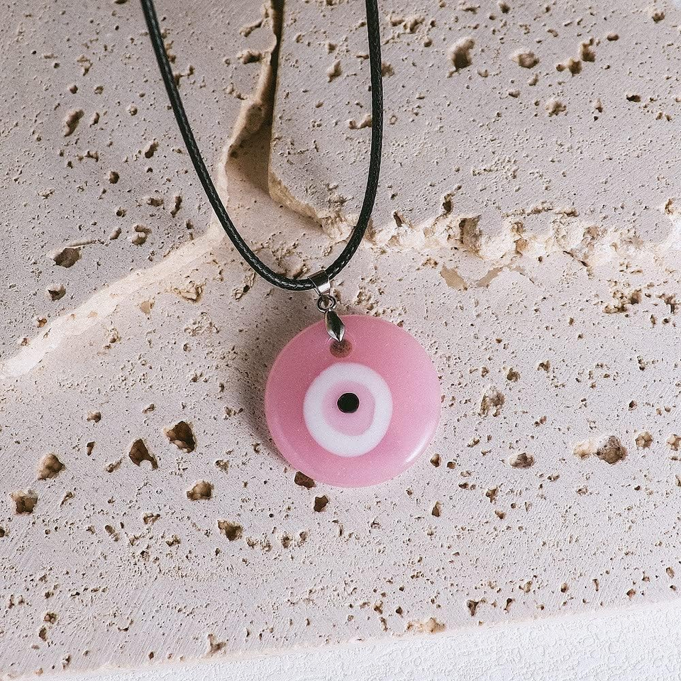 Turkish Blue Evil Eye Pendant Necklace Leather Rope Chain Cord Glass ...