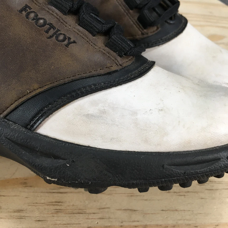 Tênis Footjoy Shoes Youth 4 M chuteiras de golfe marrom branco com cadarço parte superior baixa 45020 - Imagem 4 de 4