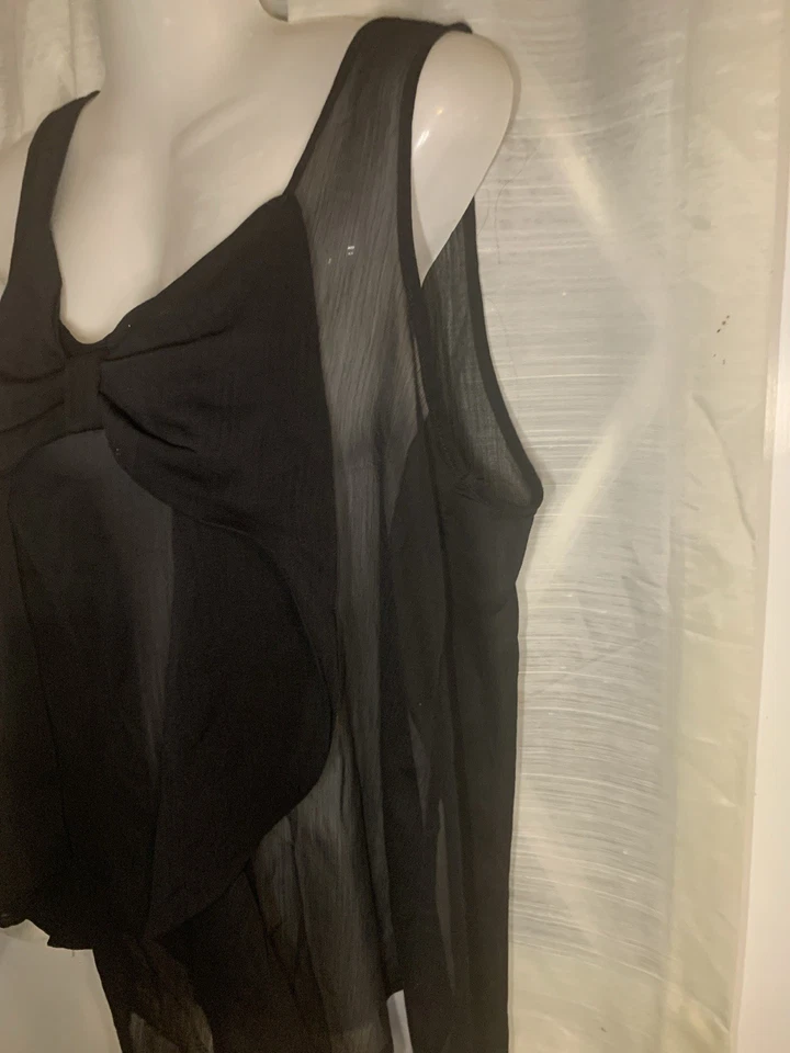 NWOT Charming Charlie Womens Bow Pullover Top Blouse Black Sheer Size Medium - Image 4 of 4