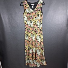 Talbots Dress Womens 6 Silk Midi Dark Romantic Ditsy Floral Whimsical Feminine