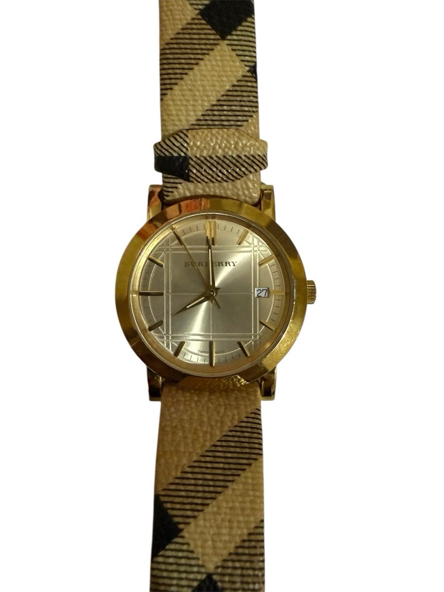 Burberry Heritage Gold Dial Leather Strap Watch For Women  display picture 3