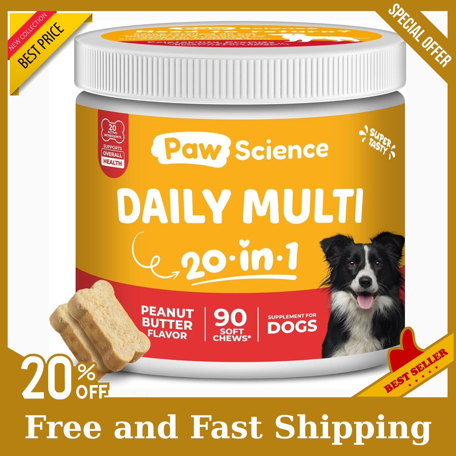Dog Multivitamin 20 in 1, Dog Vitamins and Supplements, MSM,