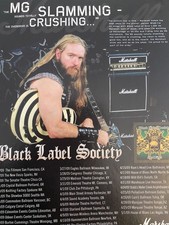 Zakk Wylde, Black Label Society, Marshall Amplifiers, Full Page Vintage Print Ad