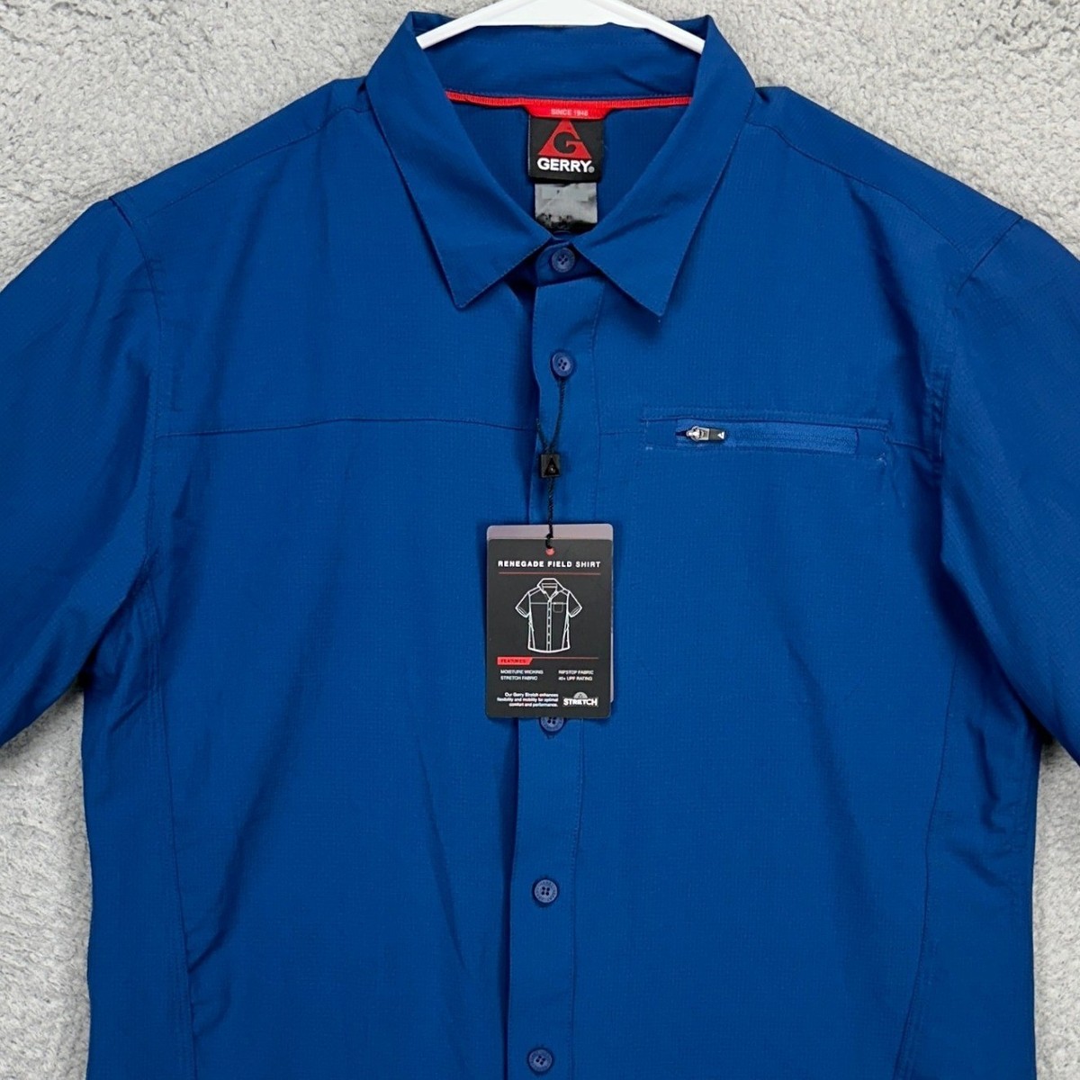 Gerry Mens Renegade Field Shirt Medium Blue Button Up Outdoor