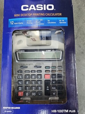 Casio HR-100TM Plus Desktop Printing Calculator 2 Color Large Display Printer