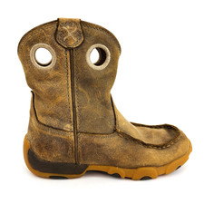 Little Kids 12.5 M Twisted X Pull On Driving Moc Boots Brown Leather YDB0002