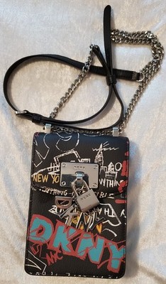 DKNY Black Graffiti Crossbody Bag Purse