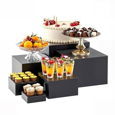  Metal Buffet Risers,6PCS Food Risers for Buffet 5IN to 10 IN Matte black-6P