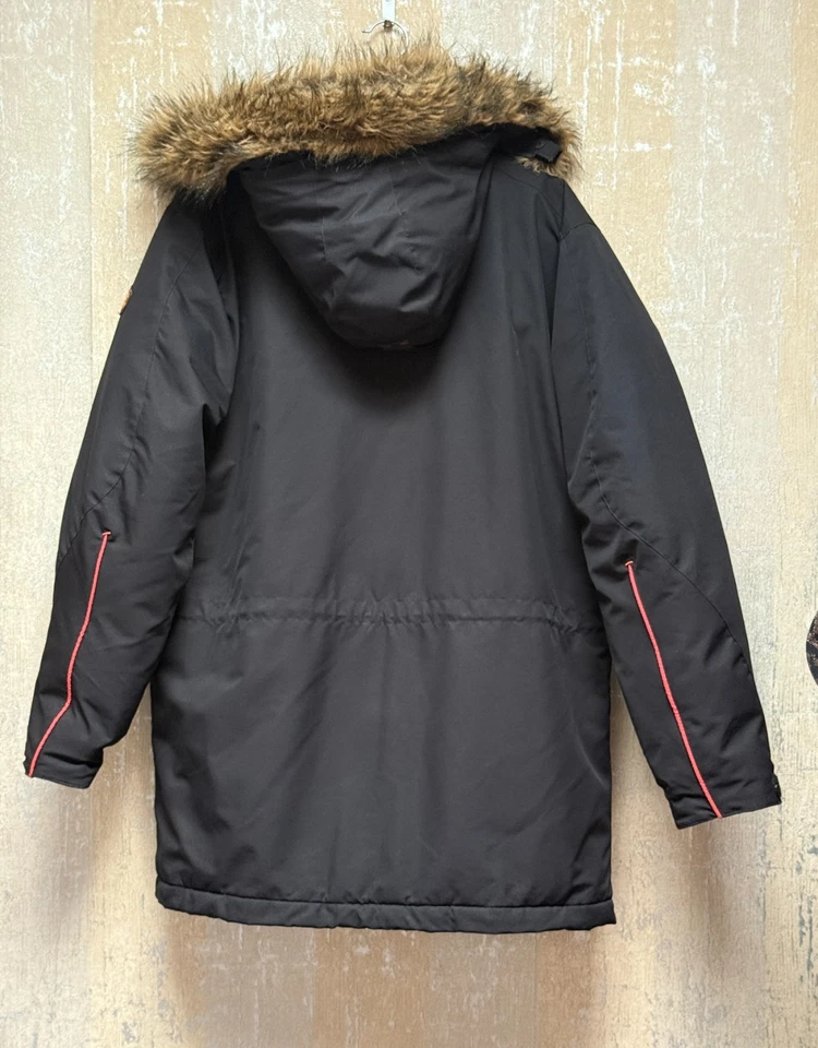 Chaqueta Parka Timberland Weathergear Negra Piel Sintética Capucha Forro Rojo Talla L Foto 2 de 4