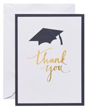 American Greetings 50-Count Graduation Thank You Note 50, Black, Gold, White