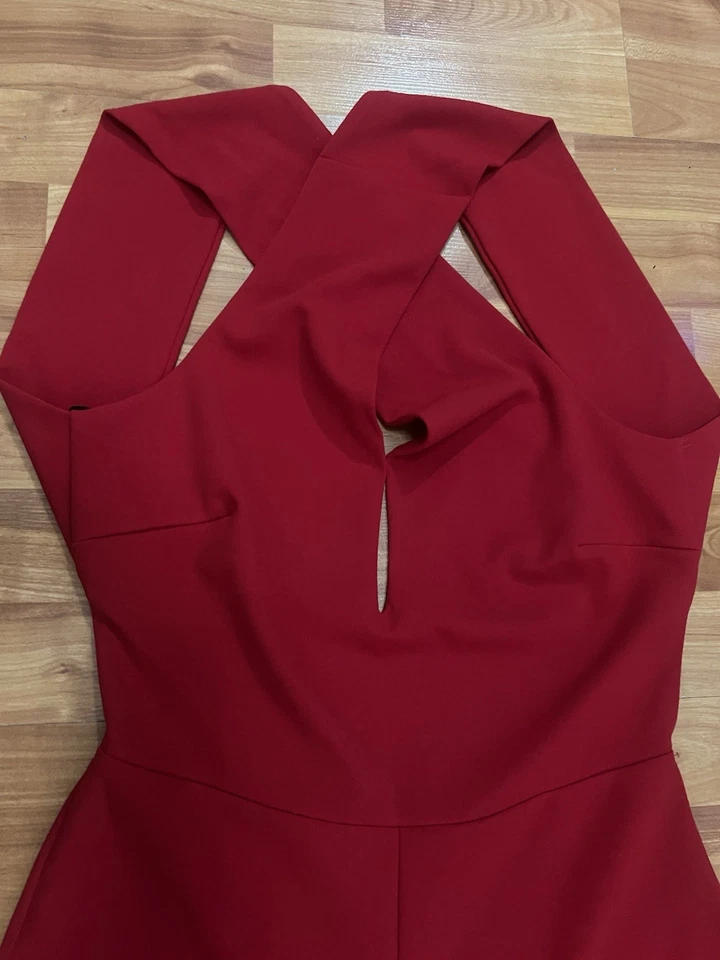 Lulus NWT Make Memories Red Plunge Sleeveless Wide Leg Jumpsuit Sz Med Holiday - Image 4 of 4