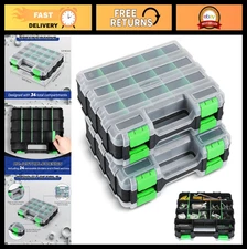 2 Pack Small Parts Organizers - 34-Compartment Double-Sided Tool Box, Removable