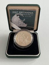 2007 Royal Mint Britannia 1oz Silver Proof Two Pound £2 Coin, COA & Box