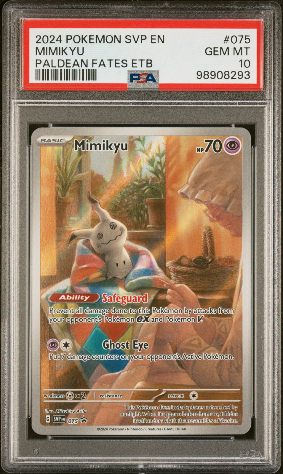 2024 POKEMON PALDEAN FATES ELITE TRAINER BOX SVP EN-SV #075 MIMIKYU PSA 10 - Main Image