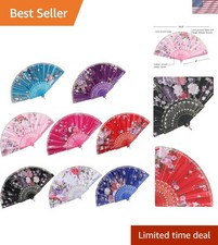 8pcs Floral Folding Hand Fan Vintage Handheld Lace Folding Fan with Different...