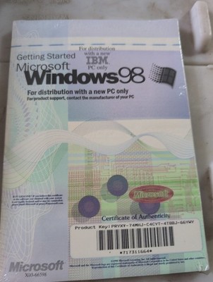 Microsoft Windows 98 Getting Started IBM SEALED Product Key OEM COA